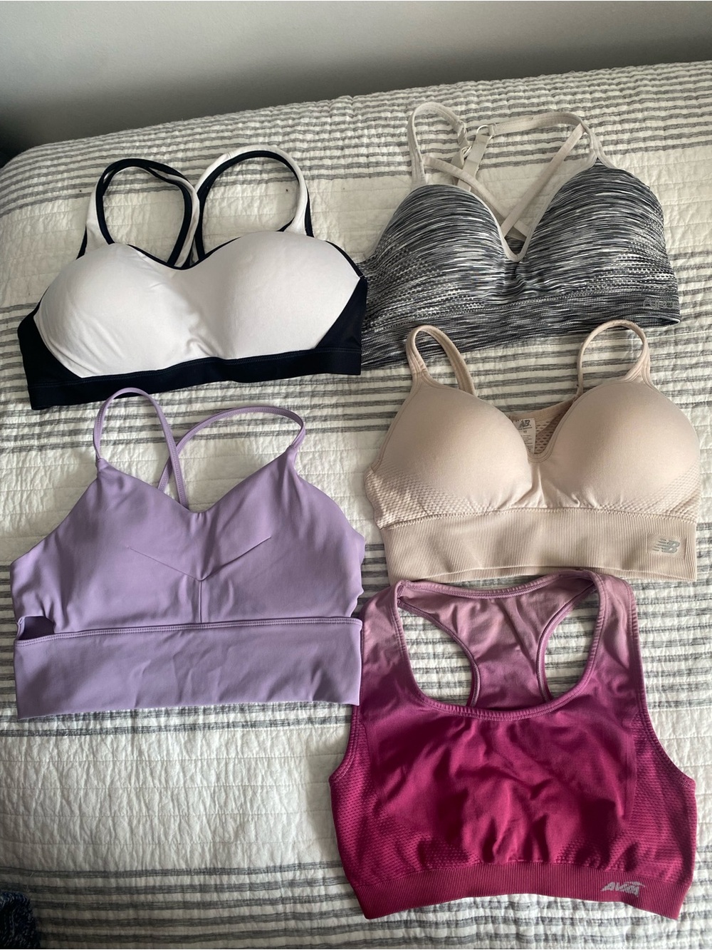 New Balance/other 5 Sports Bras - White, Gray, Cream, Lavender, Magenta